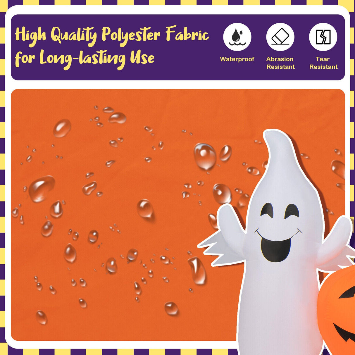 Calabazas Hinchables de Halloween de 2.74 metros de Largo con 2 Fantasmas