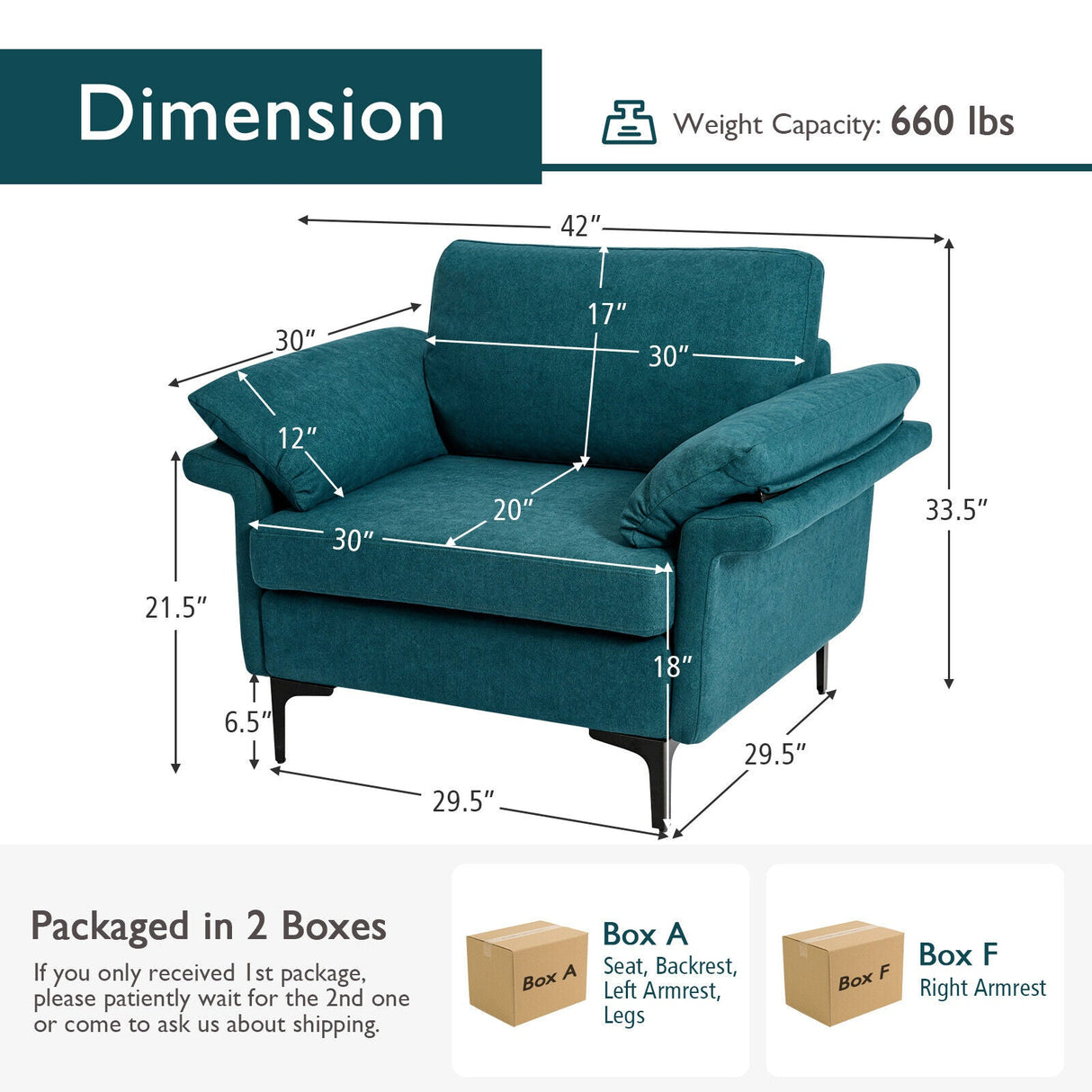 Sillón moderno de tela con muelles distribuidos originales y cojines en los reposabrazos