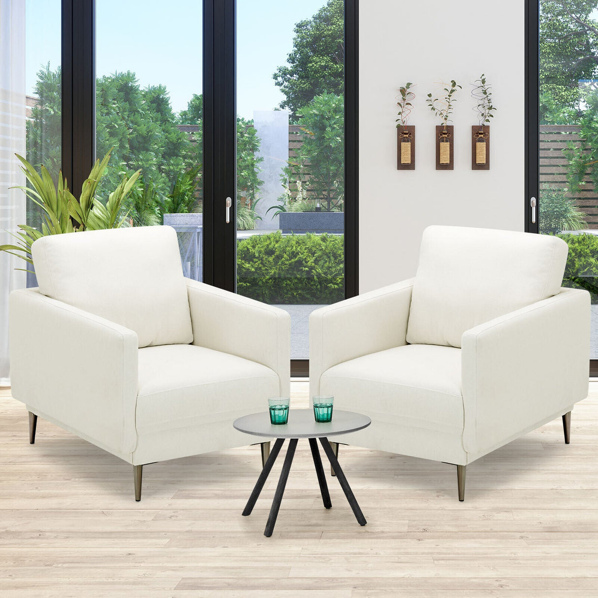 Sillón decorativo moderno tapizado con cojín de respaldo extraíble