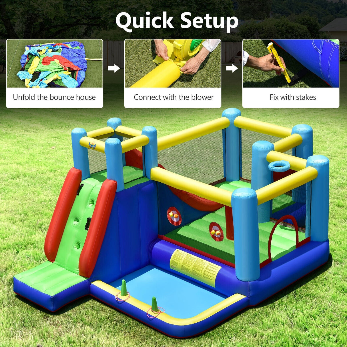 Castillo hinchable con soplador de 735W