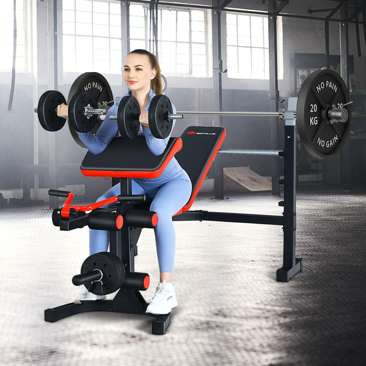 Banco de pesas olímpico ajustable para ejercicio de cuerpo completo y entrenamiento de fuerza