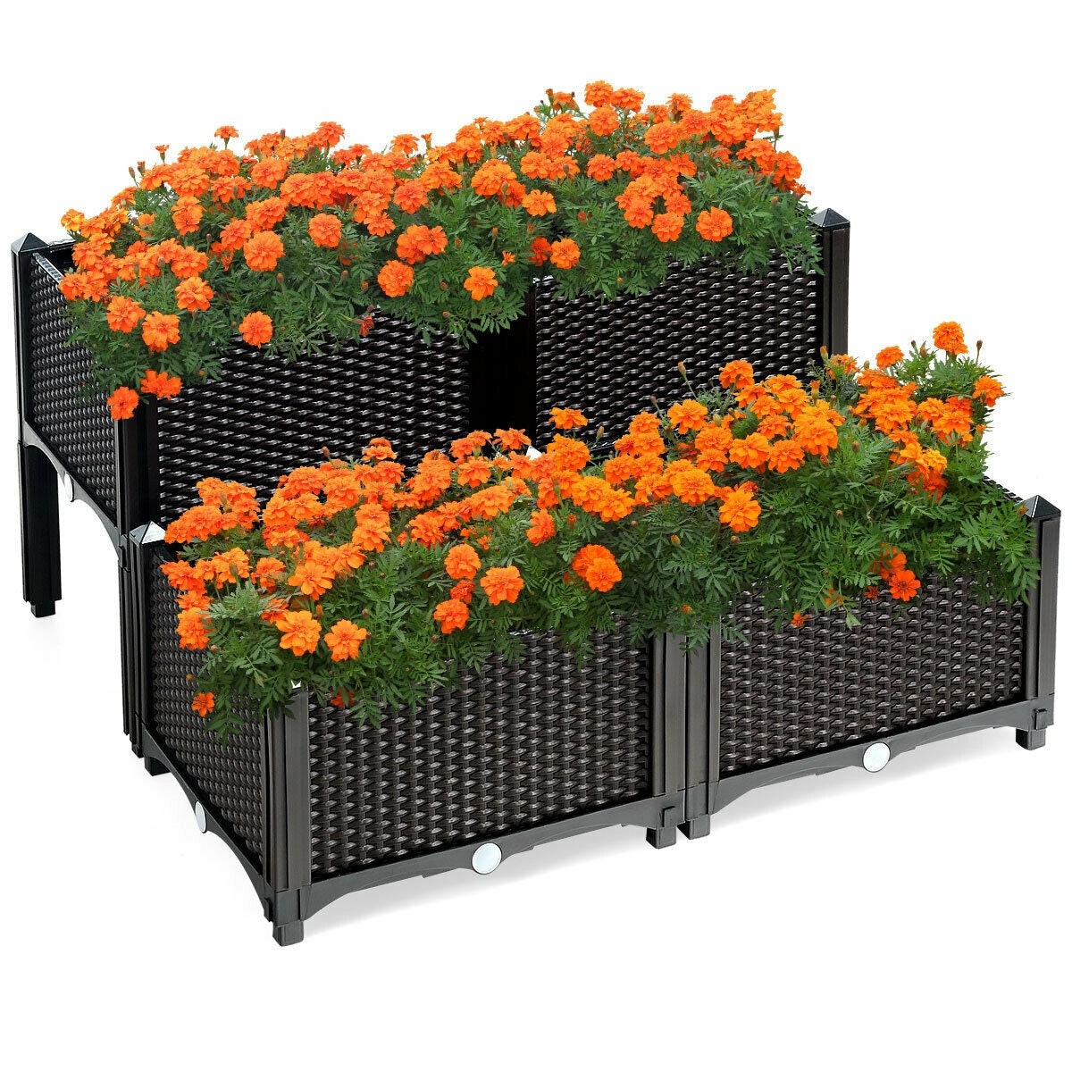 Juego de 4 jardineras elevadas para flores, verduras y hierbas