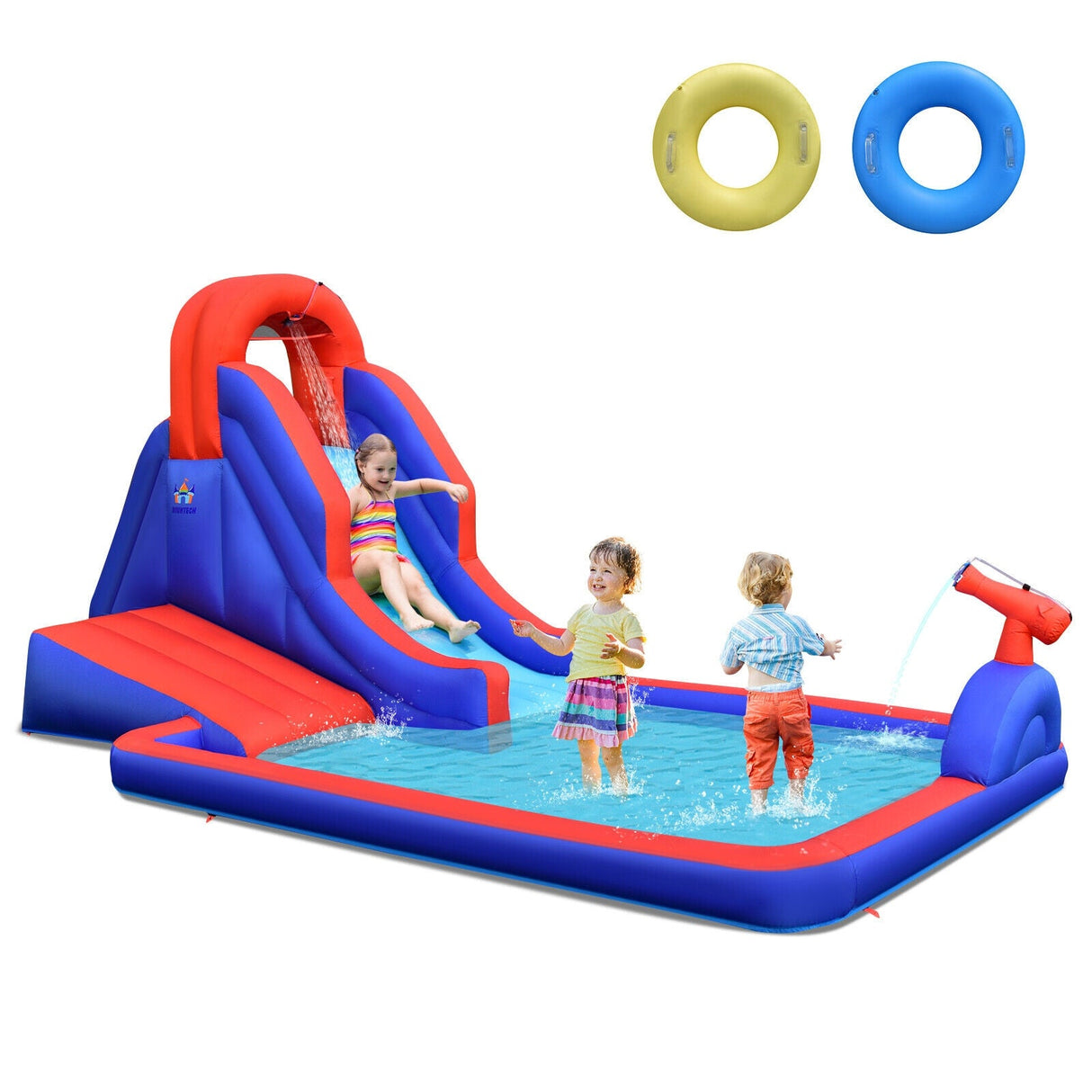 Tobogán de agua inflable 5 en 1 con muro de escalada