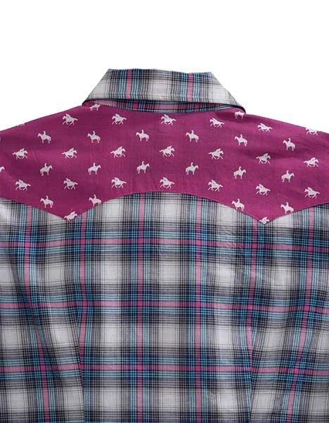 Tin Haul 00167 Camisa Western para Mujer a Cuadros Ombre Estrella (Azul)