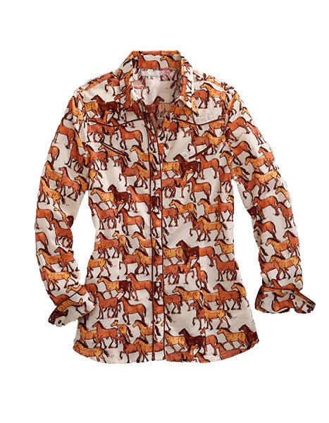 Tin Haul 1273 Courses of Horses (Marrón) - Camisa Western para Mujer
