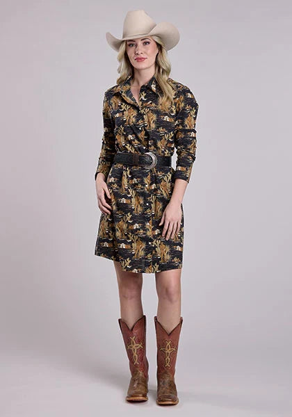 Vestido vaquero Tin Haul 2565 estampado vaquero (negro) - Mujer