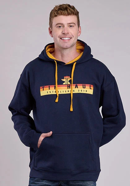 Sudadera con capucha para hombre con logo de Tin Haul Bar y Anvil (azul marino)