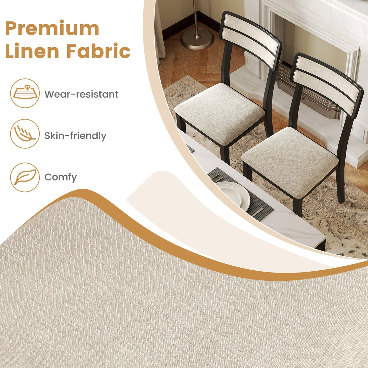 Juego de 4 sillas de comedor modernas con respaldo reclinable para comedor - Negro