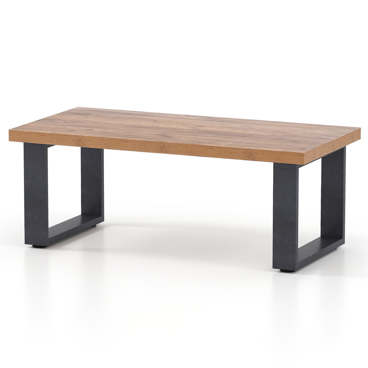 Mesa de centro rústica estilo granja de 47 pulgadas con tablero engrosado y textura de madera natural - Roble