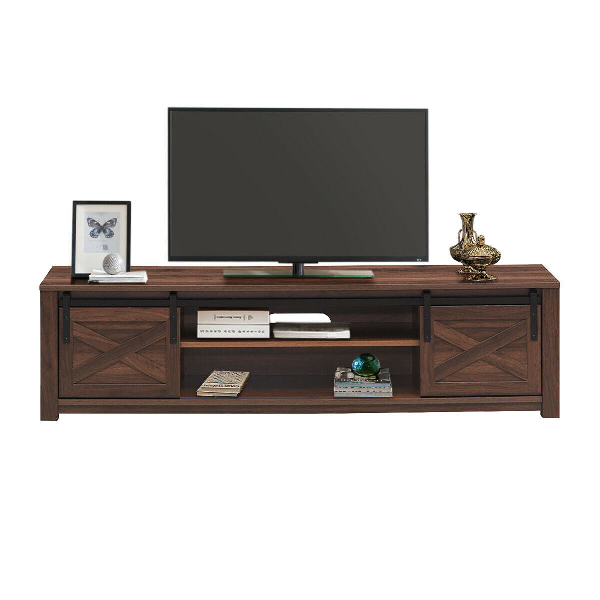 Mueble de TV de 65 pulgadas con puerta corrediza estilo granero