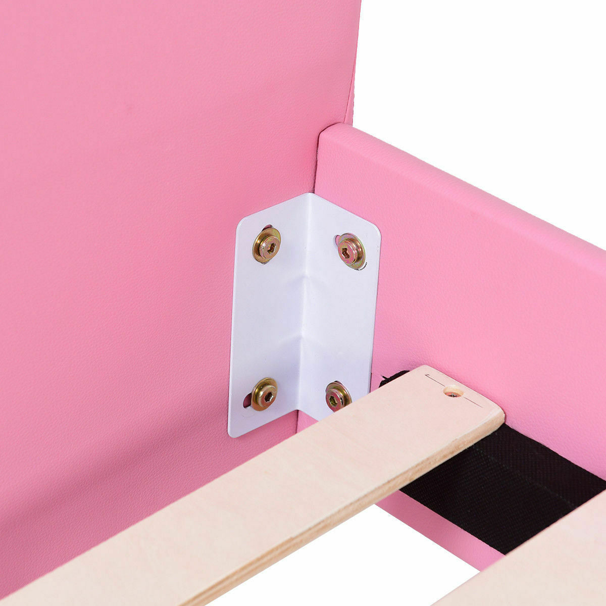 Cama infantil de plataforma tapizada tamaño Twin con soporte de listones de madera