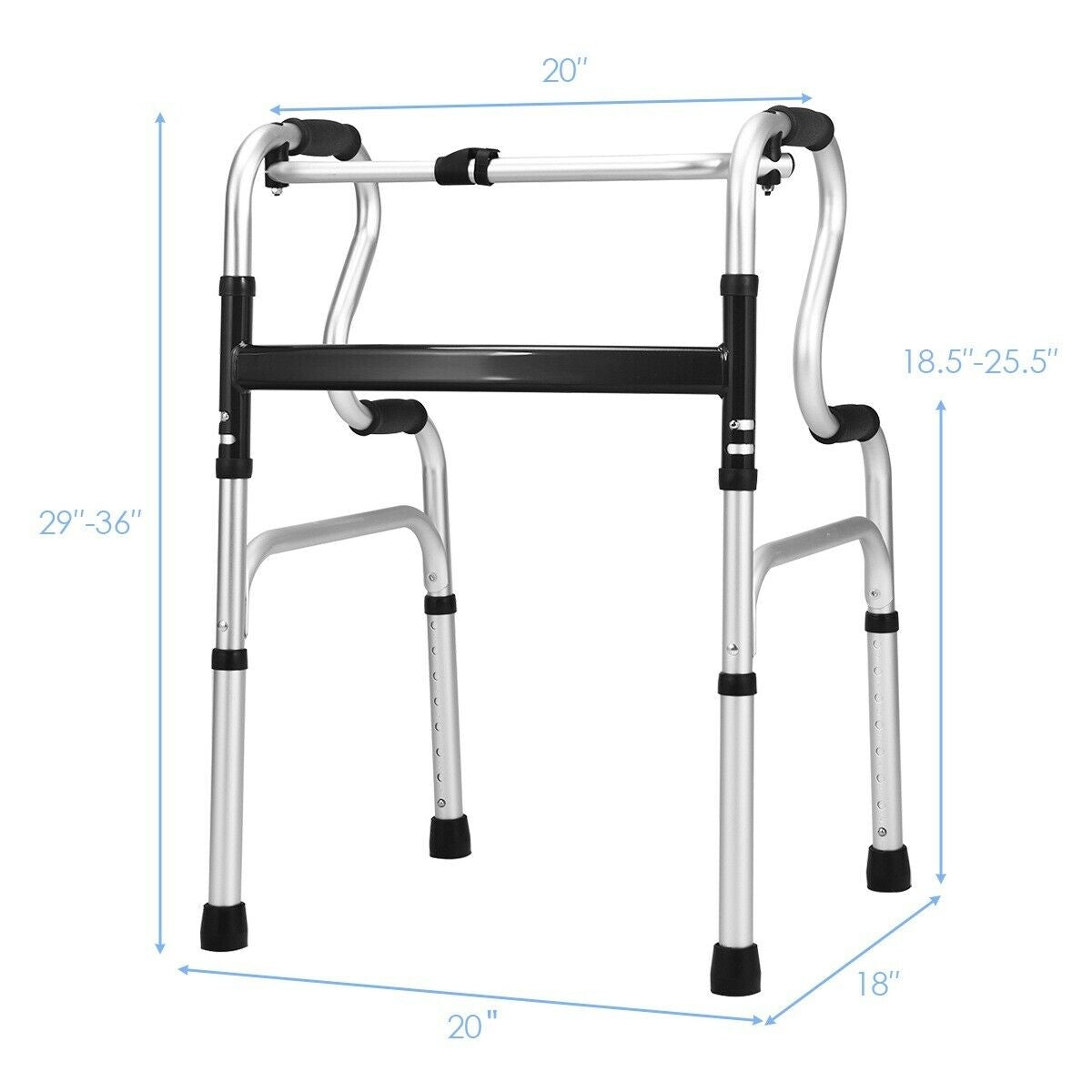 Andador plegable de aluminio con un solo botón