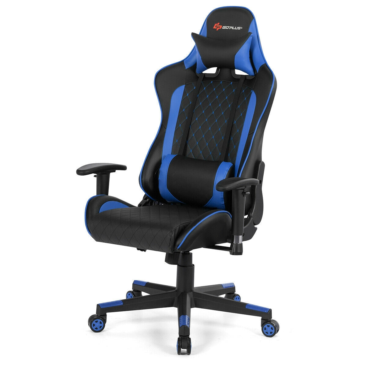 Silla de juego con masaje, soporte lumbar y reposacabezas