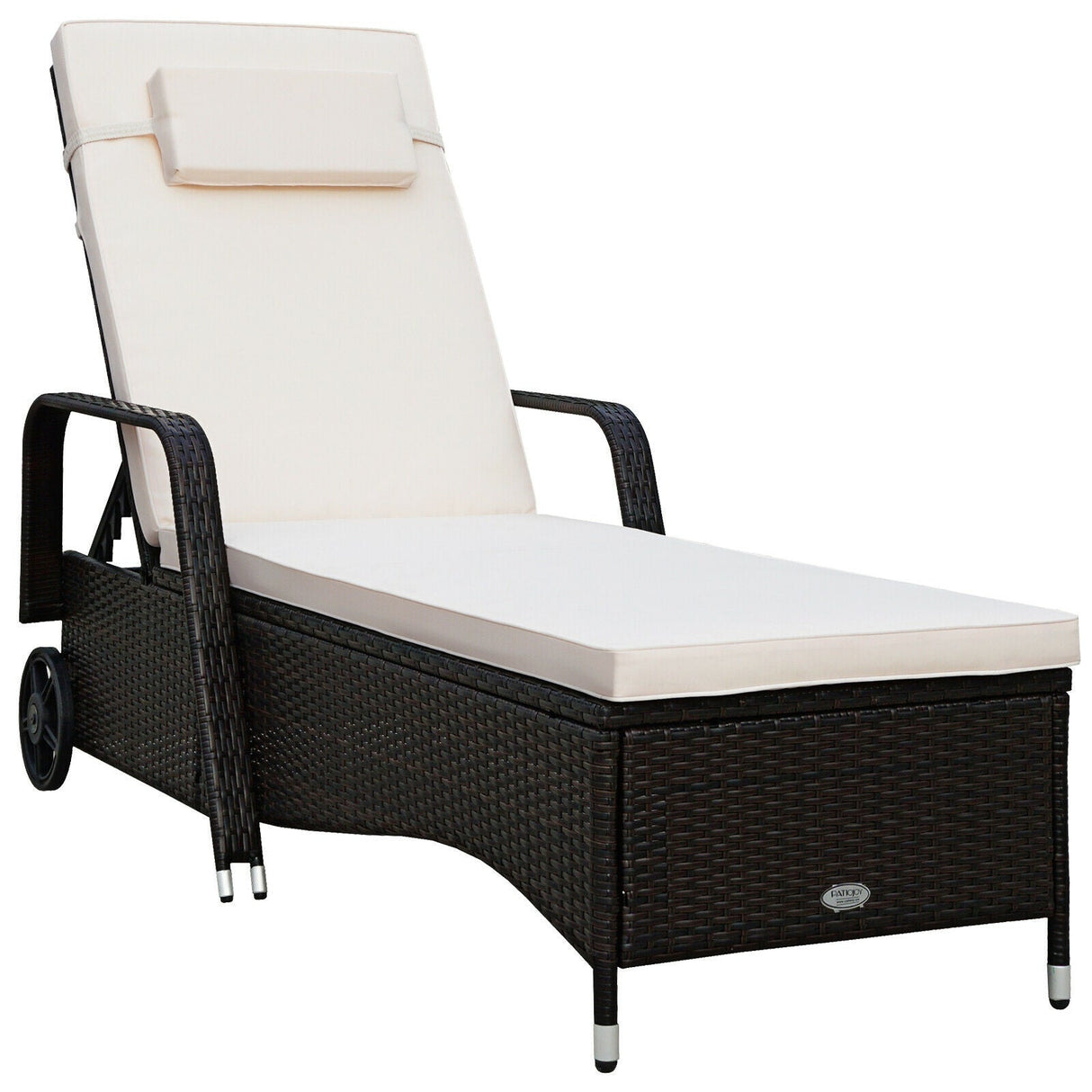 Tumbona reclinable acolchada para exteriores con respaldo ajustable
