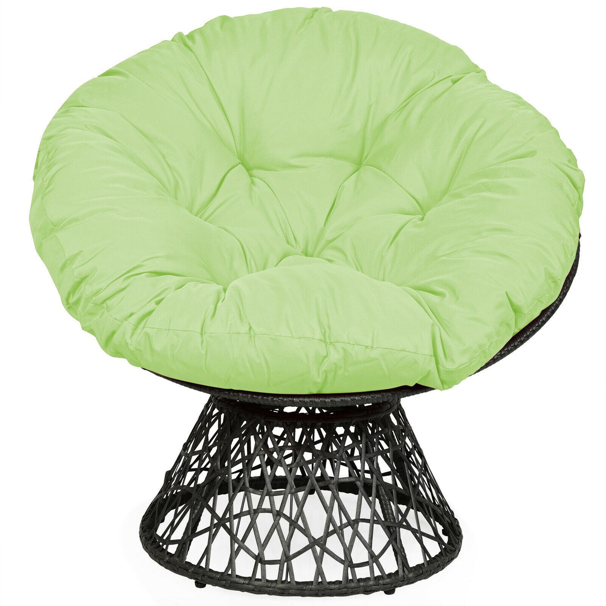 Sillón Papasan de Ratán Ergonómico Giratorio 360 Grados Cojín Suave para Jardín
