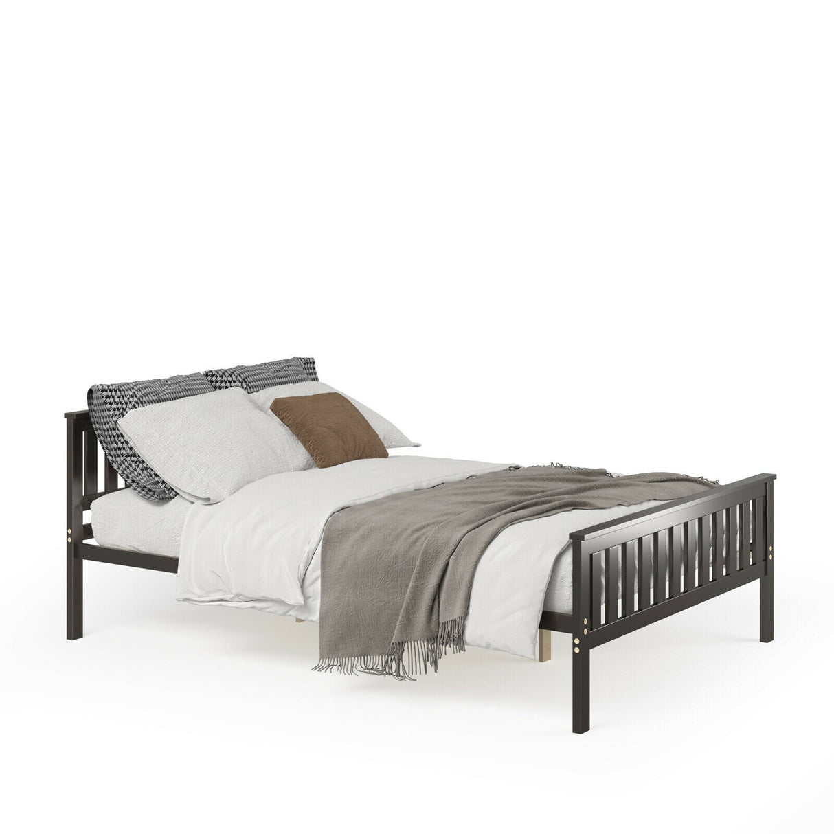 Cama Plataforma de Madera Tamaño Completo con Cabecera