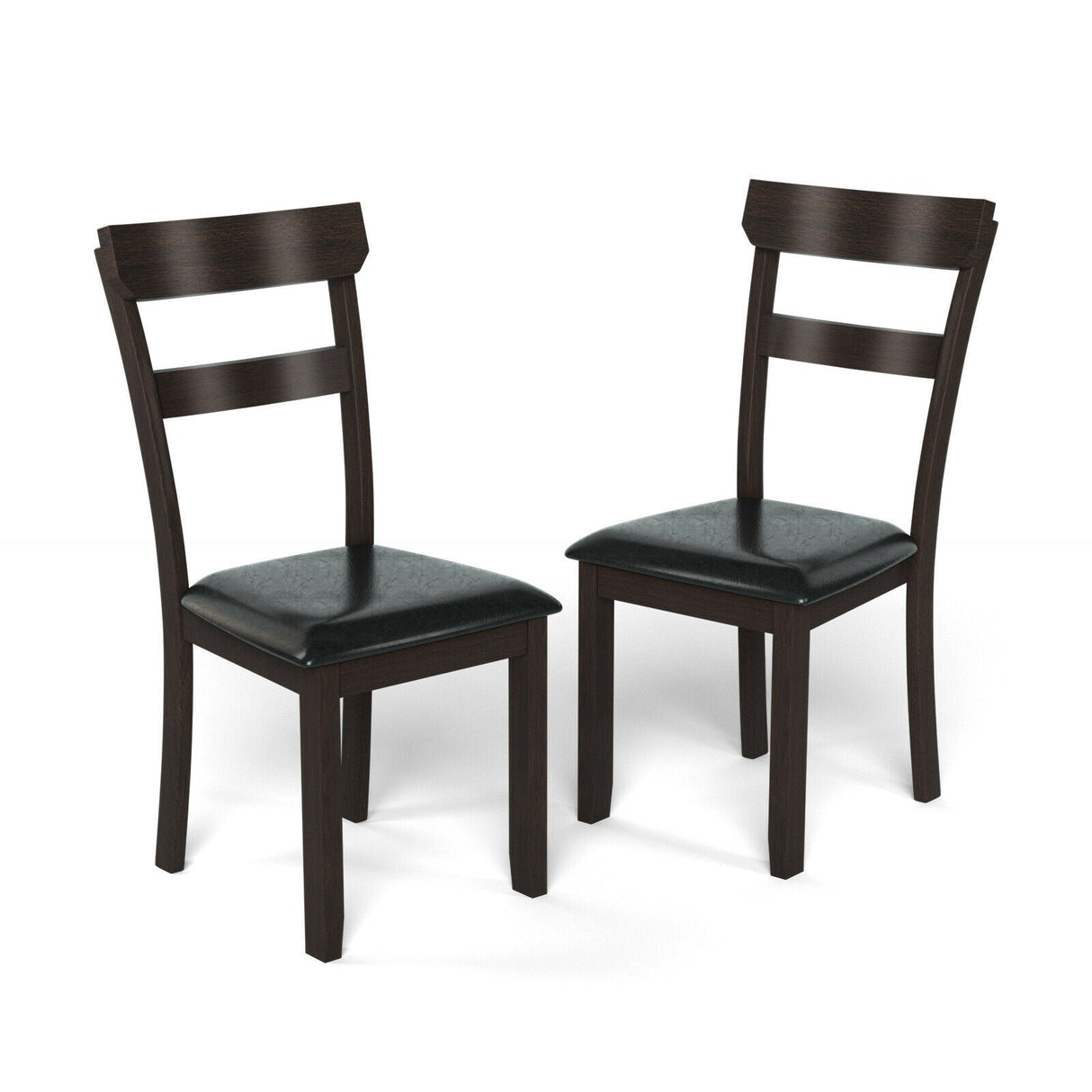 Juego de 2 sillas de comedor con estructura de madera de caucho y asiento tapizado de piel sintética