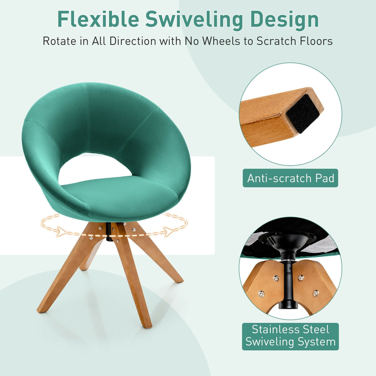 Sillón giratorio con asiento tapizado extragrande para oficina en casa