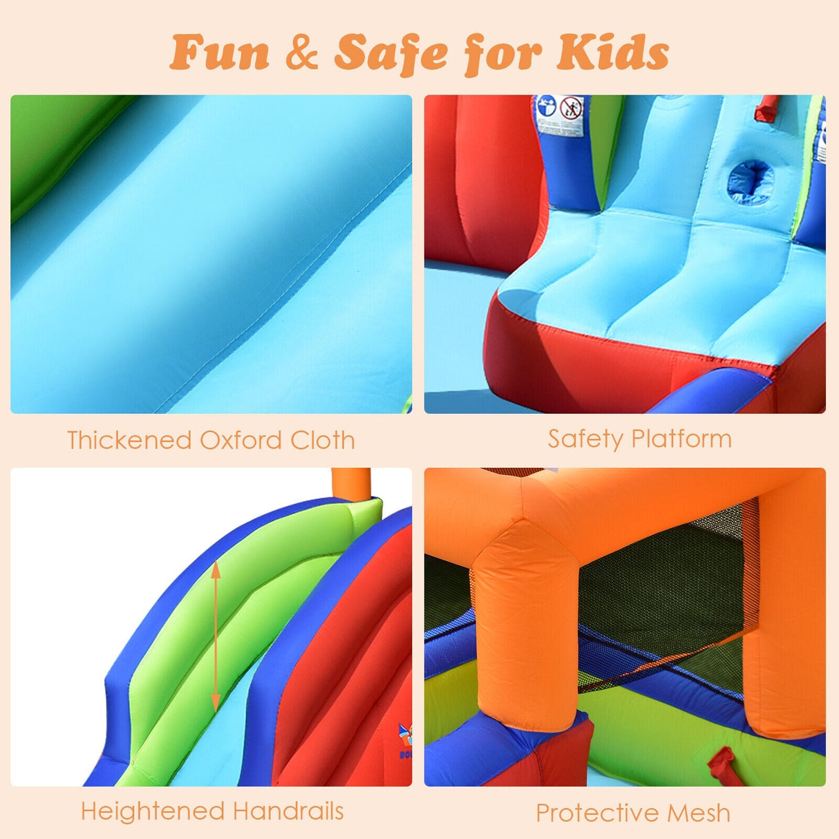 Castillo Hinchable Infantil 6 en 1 de Barco Pirata con Tobogán de Agua, Pistolas de Agua y Soplador de 735W