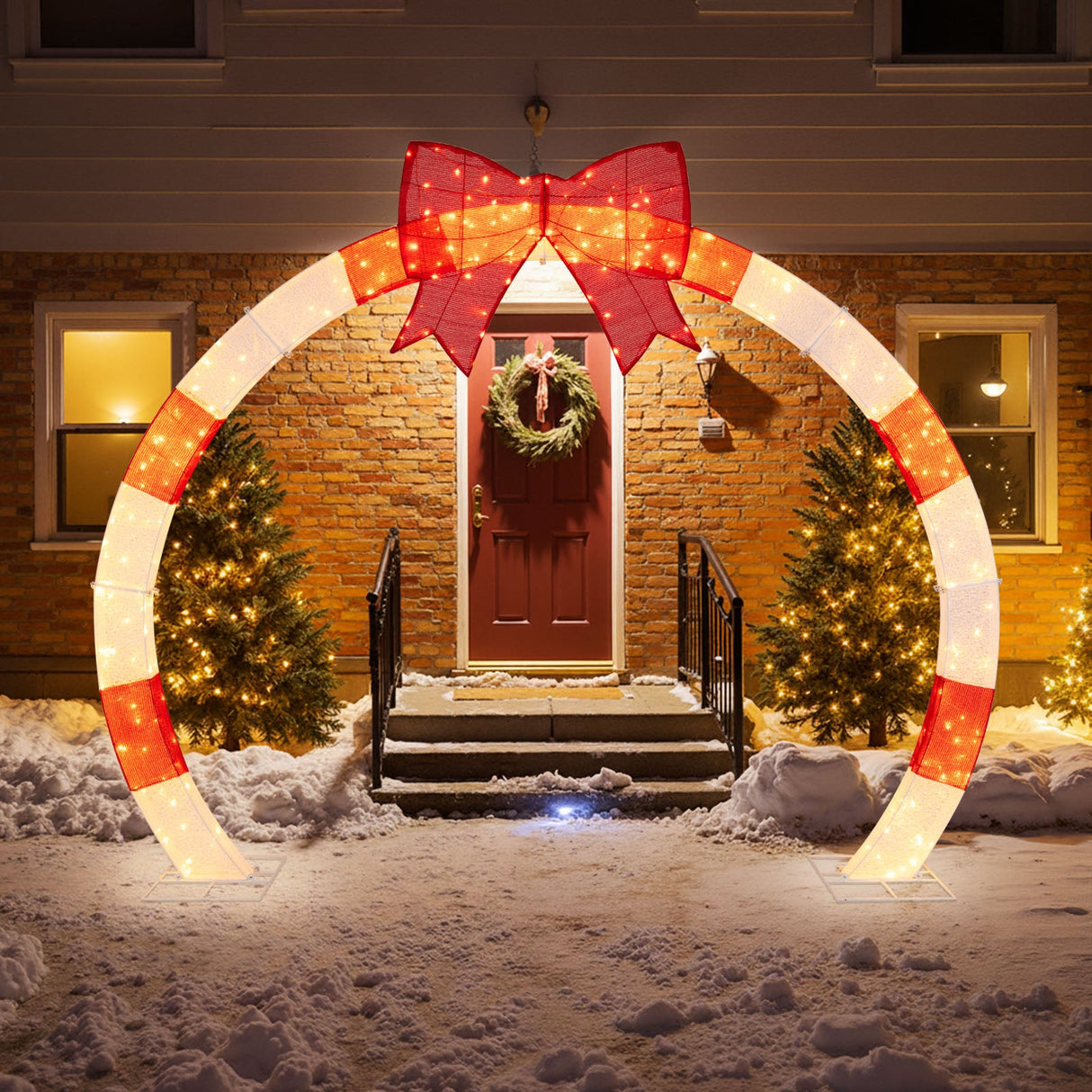 Arco Navideño de 3.17 Metros con Lazo Grande y Luces LED