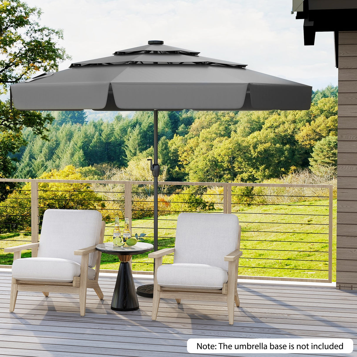 Sombrilla de patio solar de 10 pies con parte superior ventilada de 3 niveles