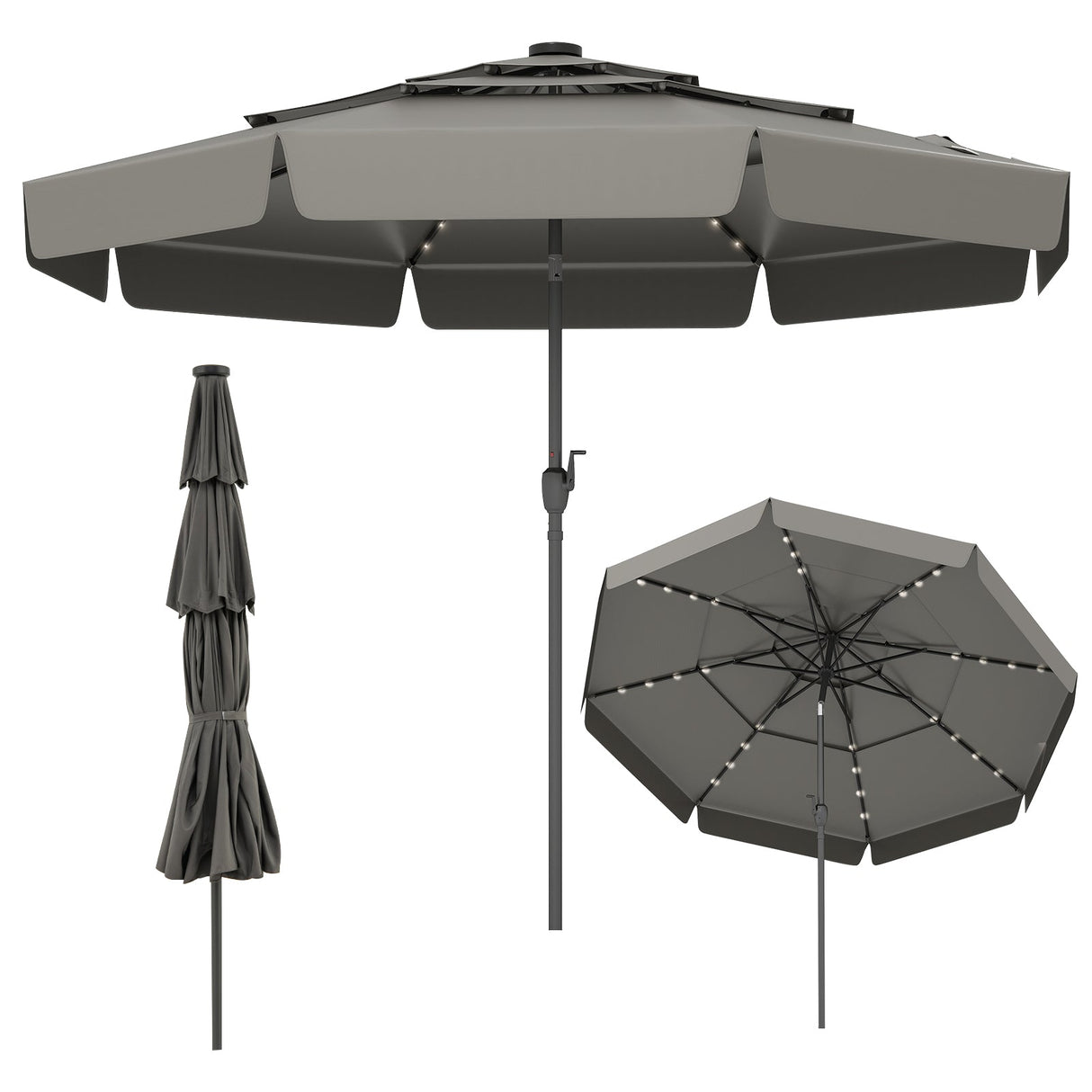 Sombrilla de patio solar de 10 pies con parte superior ventilada de 3 niveles