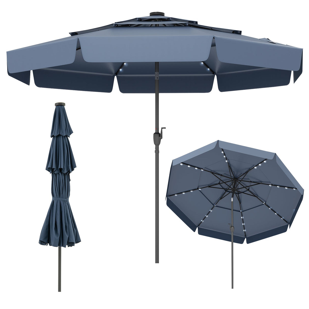 Sombrilla de patio solar de 10 pies con parte superior ventilada de 3 niveles