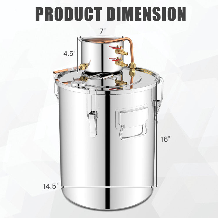 Destilador de Alcohol de 10 Galones (40 L) con 2 Ollas de Acero Inoxidable