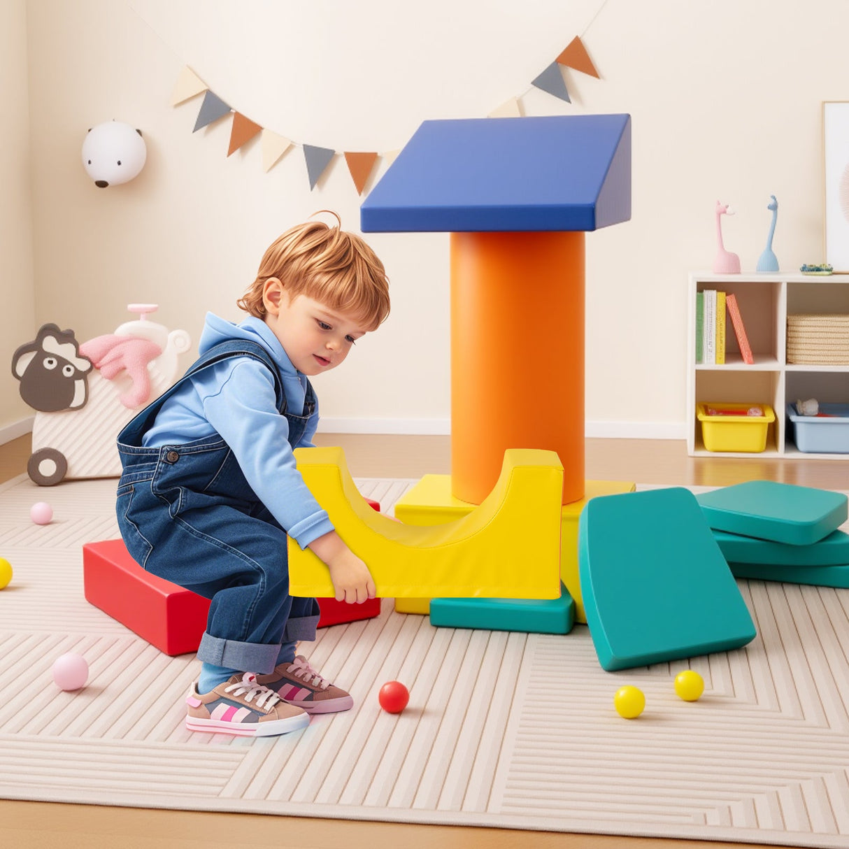 Juego de 10 piezas de bloques de construcción de espuma suave de piel sintética para trepar para niños pequeños