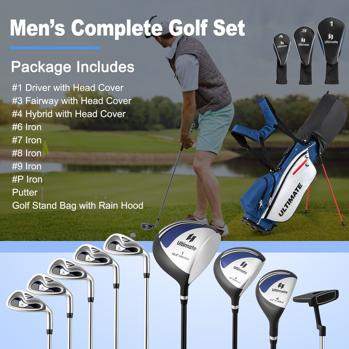 El set de palos de golf completo Men's Profile incluye 10 piezas