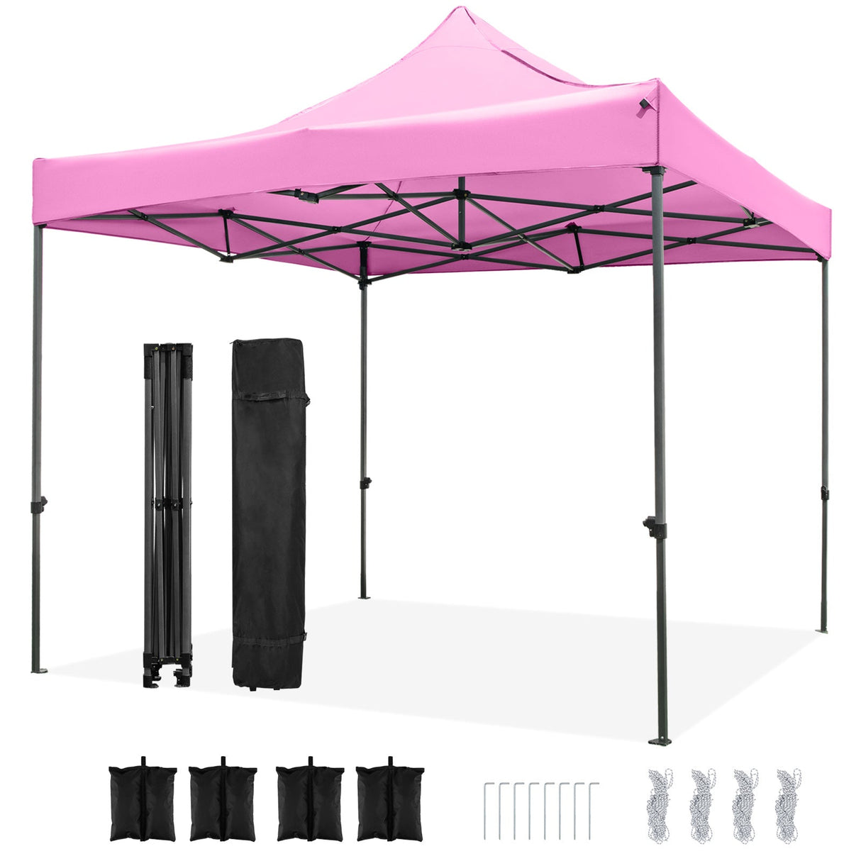 Carpa con toldo pop-up para exteriores de 10 x 10 pies, fácil de armar, refugio tipo mirador con bolsa con ruedas