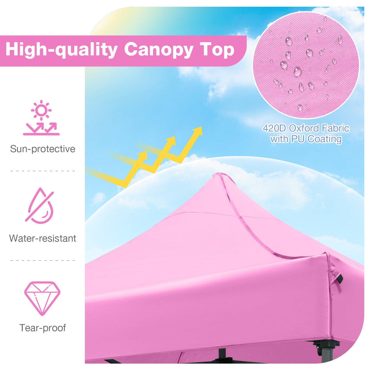 Carpa con toldo pop-up para exteriores de 10 x 10 pies, fácil de armar, refugio tipo mirador con bolsa con ruedas