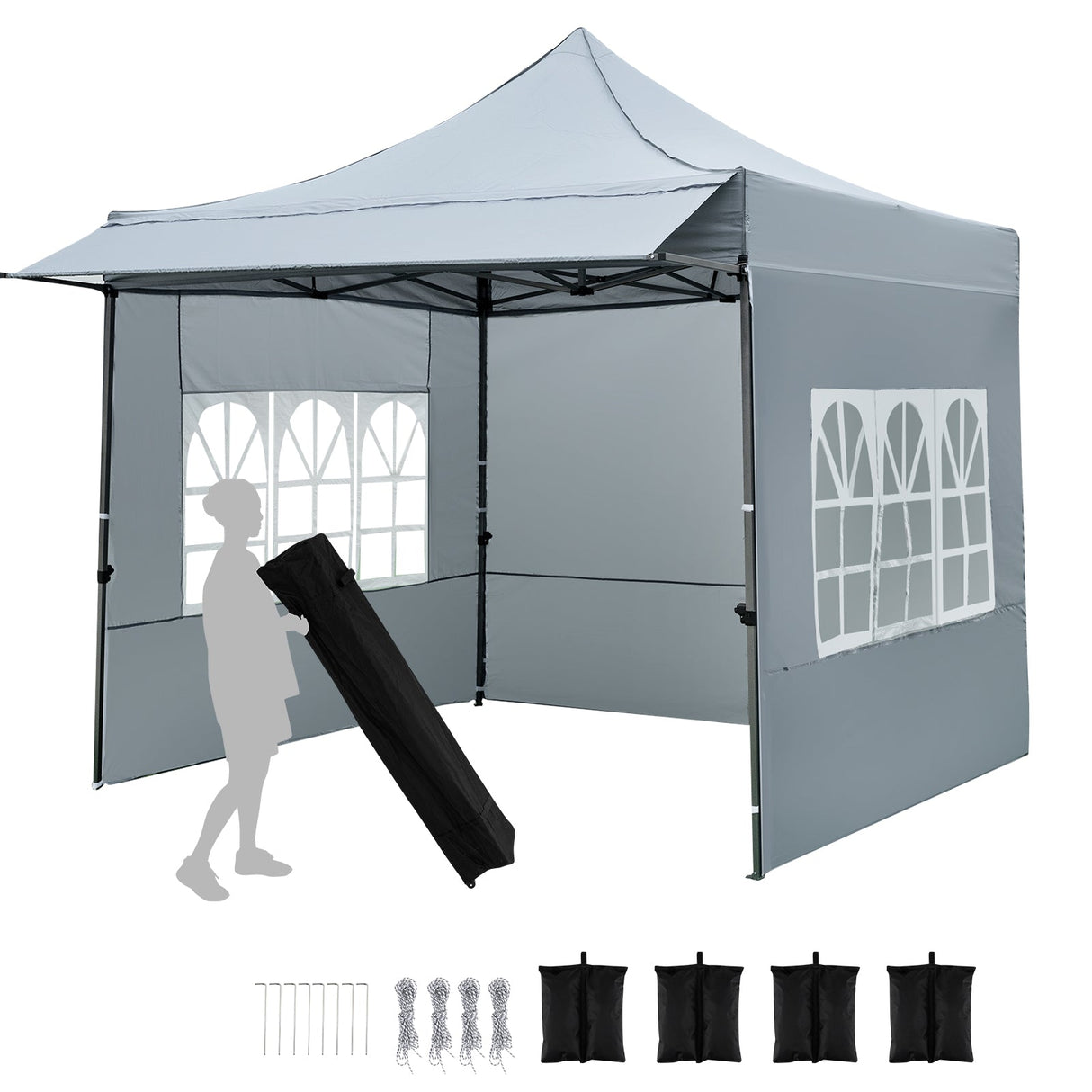 Carpa plegable de 10 x 10 pies con paredes laterales y toldo para fiestas, picnics y eventos