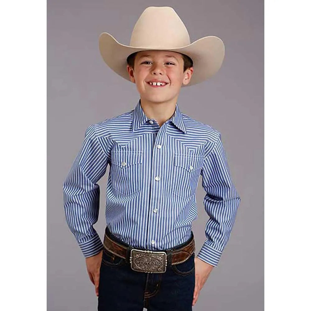Stetson Candy Strip (Azul/Blanco) - Camisa Western para Niño