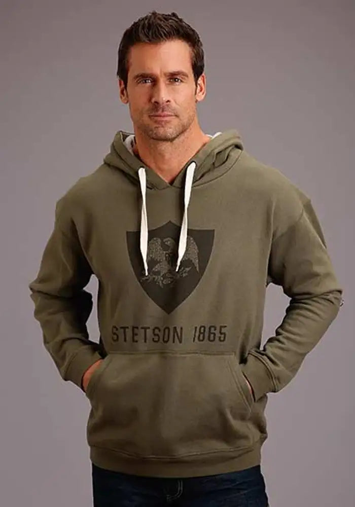Sudadera con capucha Stetson Eagle in Shield (verde oliva) para hombre