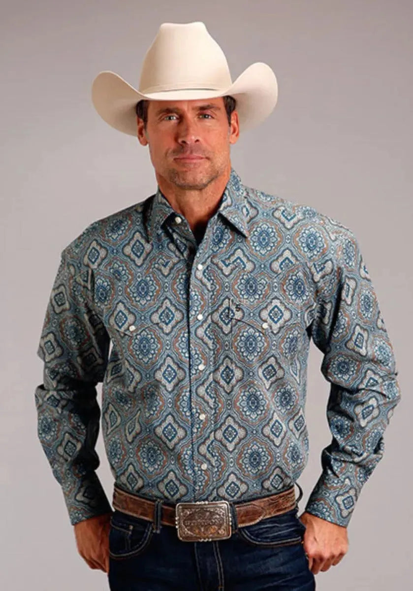 Stetson Sierra Paisley (Azul) - Camisa Vaquera de Hombre