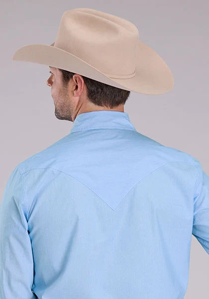 Camisa Western Stetson 2611 Fine Line (Azul) para Hombre