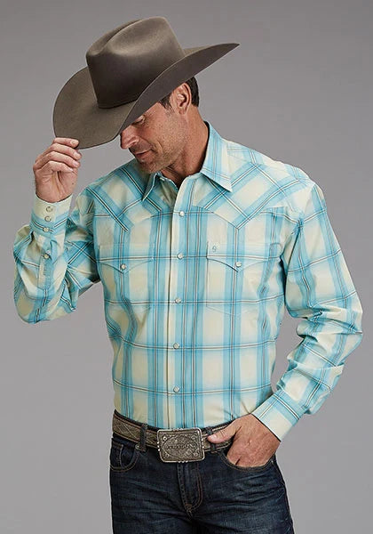 Stetson 1929 Aqua Ombre (Azul) - Camisa Western para Hombre