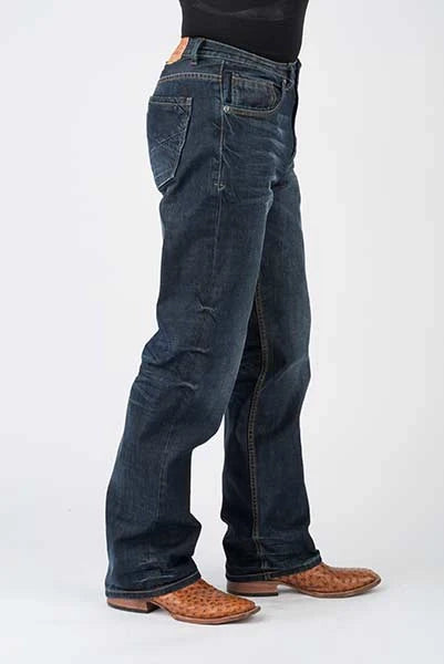 Pantalones Vaqueros de Hombre Stetson 1312 Fit con Bolsillos de Retazos (Lavado Oscuro)