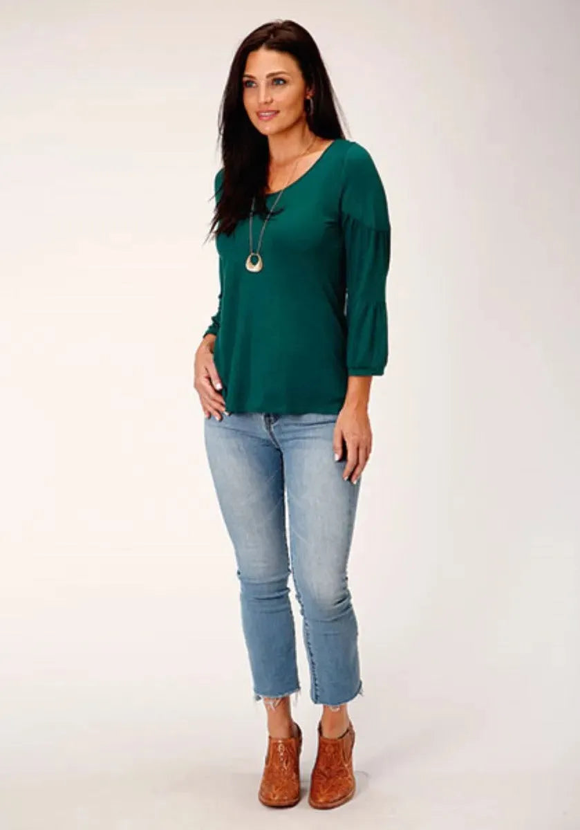 Blusa Jersey de Punto Stetson (Verde Jade) - Camisa para Mujer
