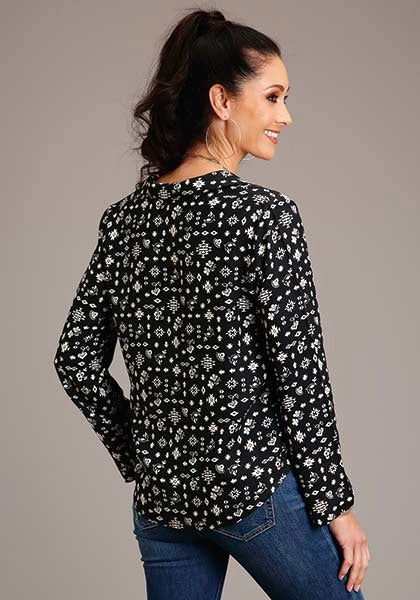 Stetson 1417 Blusa para mujer Southwestern Ditzy (negra)