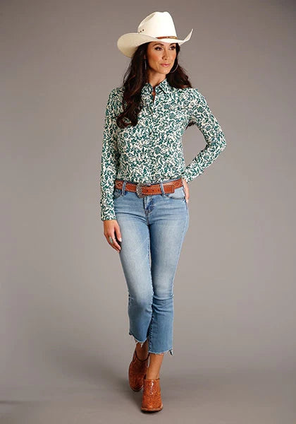 Stetson 1609 Estampado Floral (Verde) - Blusa de Mujer