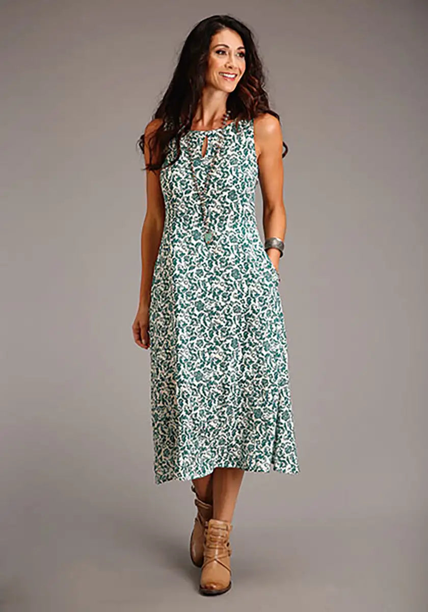 Vestido largo sin mangas Stetson Floral (Jade) para mujer