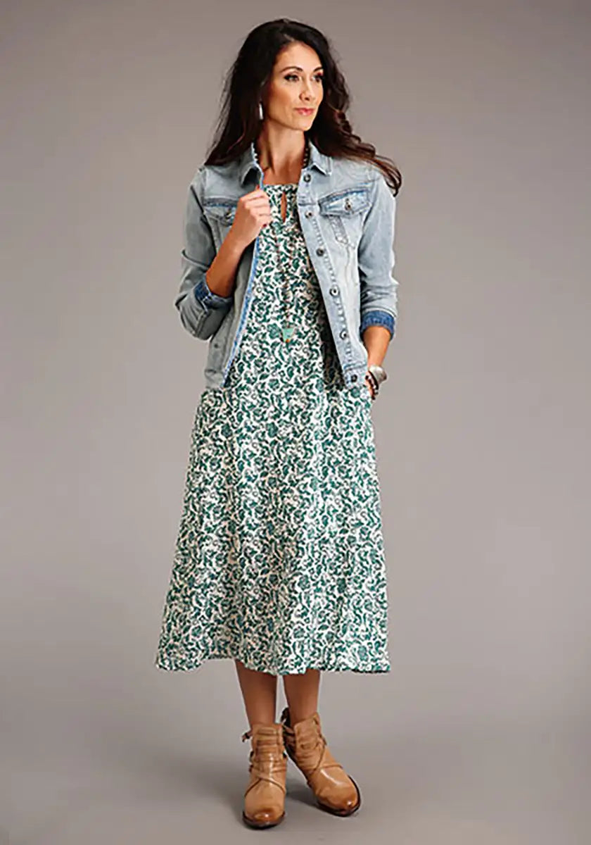 Vestido largo sin mangas Stetson Floral (Jade) para mujer