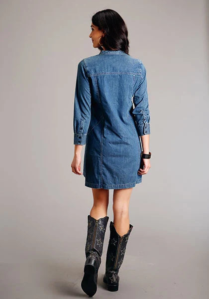 Vestido vaquero de mujer Stetson de manga 3/4 (azul)