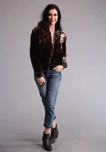 Stetson Terciopelo Acolchado (Marrón) - Chaqueta Bomber para Mujer