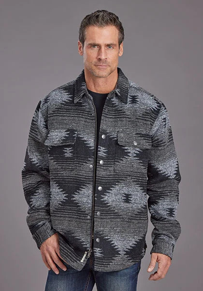 Chaqueta de lana Stetson Aztec Flannel (negra) para hombre