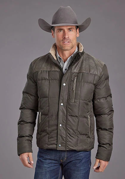 Chaqueta de nylon Stetson Novelty acolchada sólida (gris) - Hombre