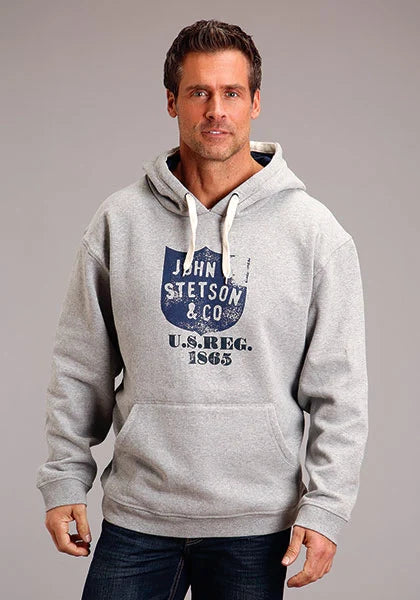 Sudadera con capucha Stetson Distressed Shield (gris) - Para hombre