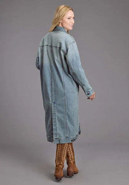 Chaqueta vaquera Stetson elástica de largo maxi (lavado claro) - Mujer